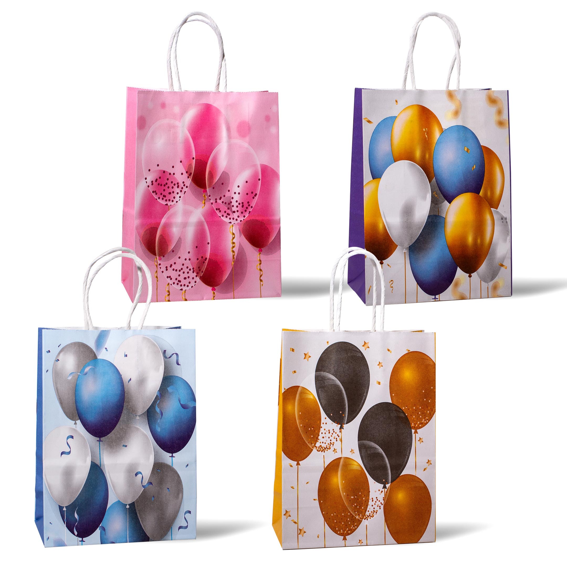 Пакет подарочный крафт "шары" (15х21х8см) асс-т