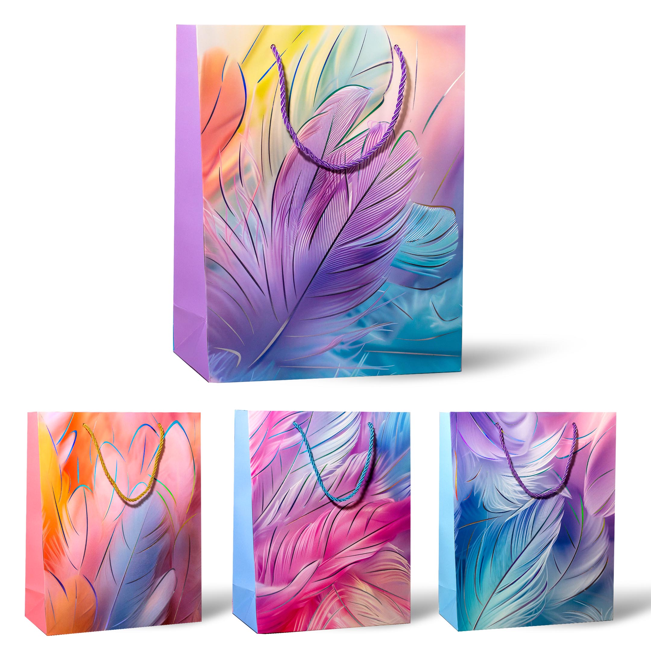 Пакет подарочный "перо" (18х23см) асс-т