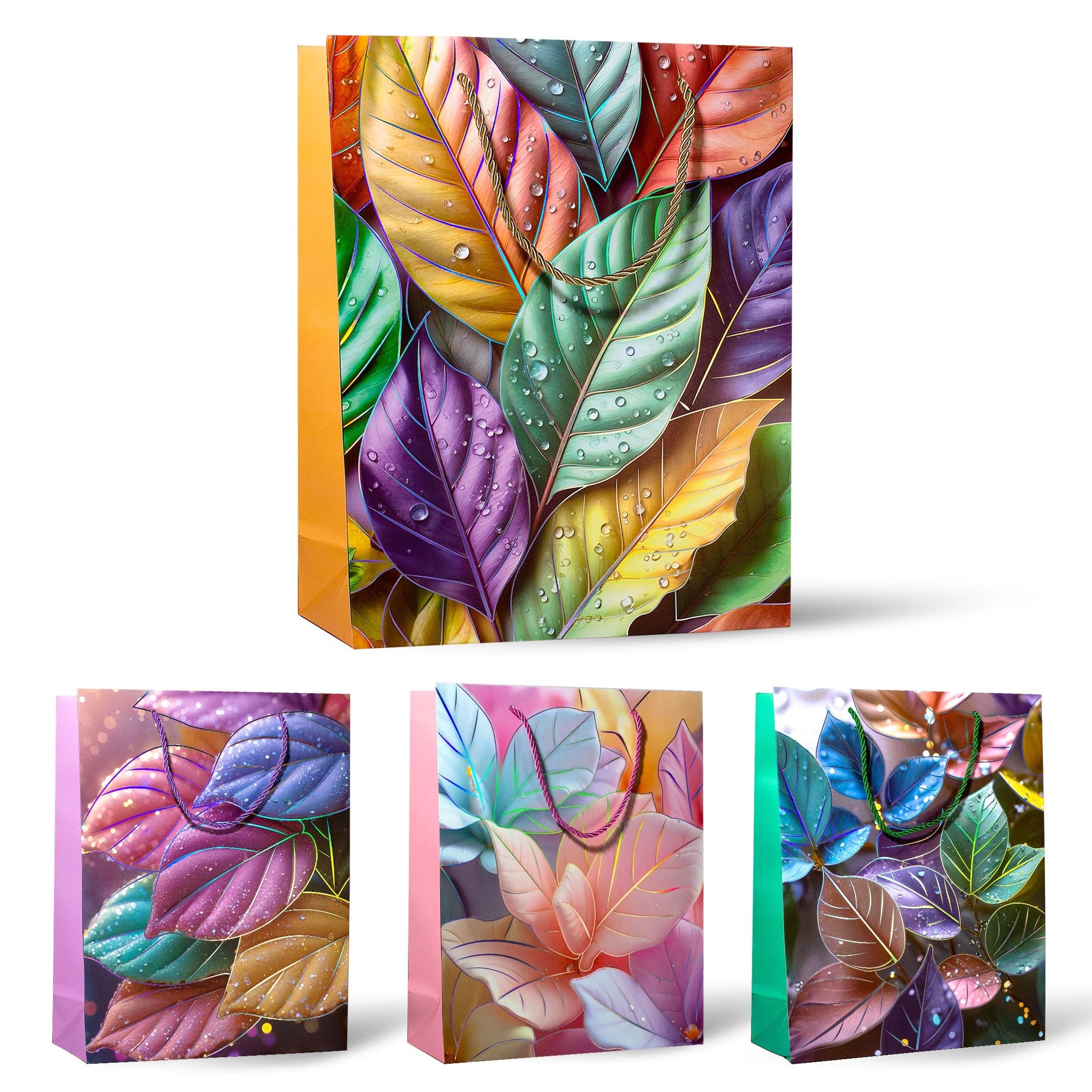 Пакет подарочный "нежные листья" (26х32см) асс-т