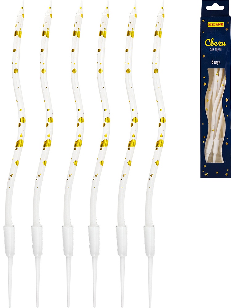 Набор свечей для торта 6шт. "сияние" белые