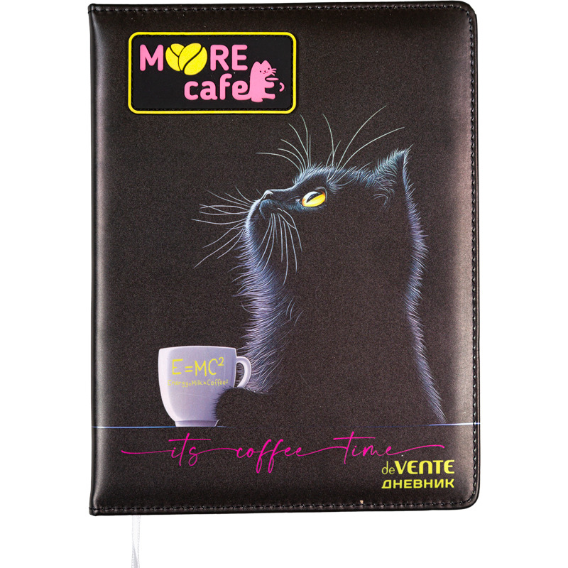 Дневник универс. тв.обл. "moore cafe" (devente) кож.зам.,аппликация