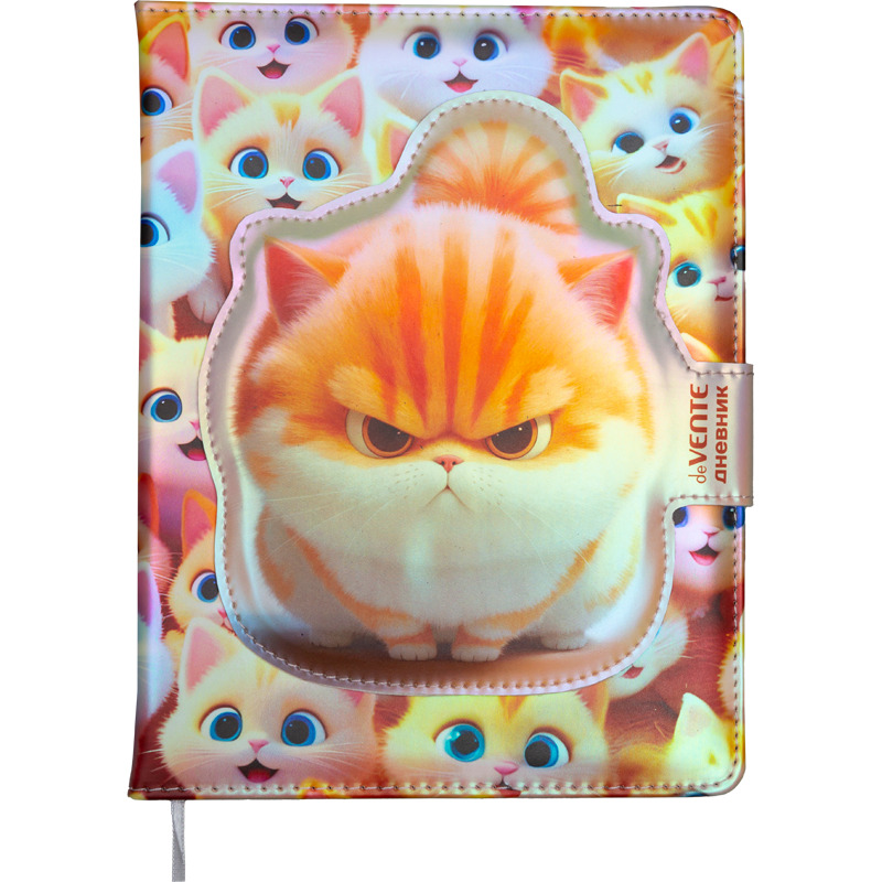 Дневник универс. тв.обл. "angry cat" (devente) кож.зам.,с магн.клапаном