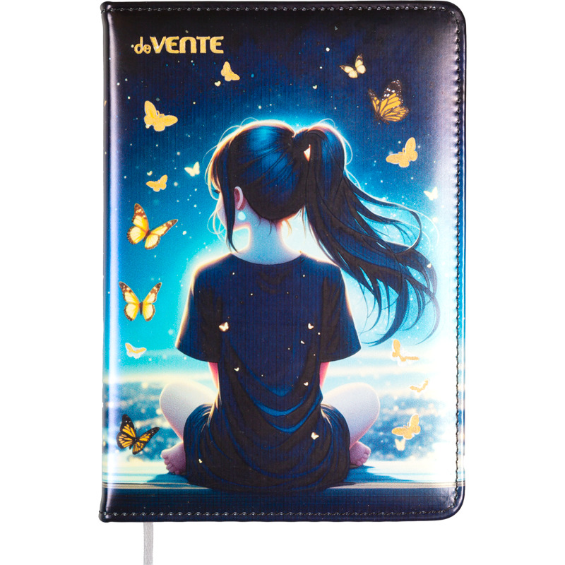 Книжка записная 120х170мм тв.обл. 80л. кл. "butterfly dreams" (devente) тиснен.фольгой,кож.зам.