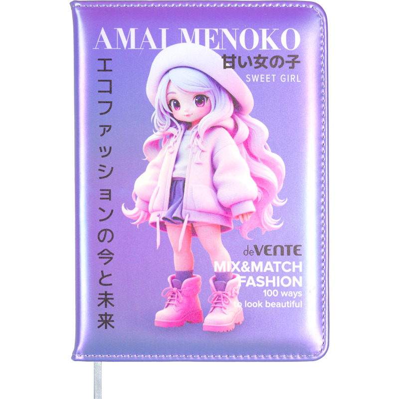 Книжка записная 120х170мм тв.обл. 80л. кл. "amai menoko" (devente) кож.зам.