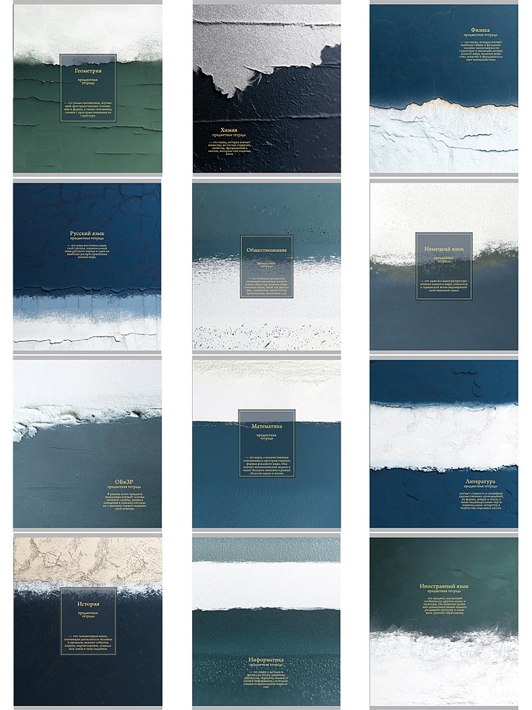 Тетради предметные "texture art" комплект 12шт. 48л. (проф-пресс) мат.лам.,тиснен.фольгой