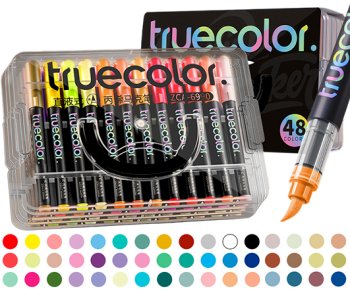 Набор маркеров акрил. truecolor 48цв. кисть 1,0-5,0мм