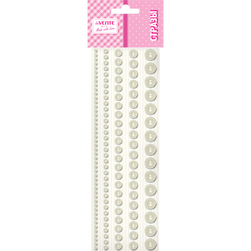 Наклейки стразы акриловые devente "diy pearls" белые 115шт.