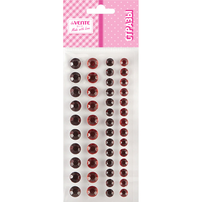 Наклейки стразы акриловые devente "diy two tone rhinestones" коричневые/красные 48шт.