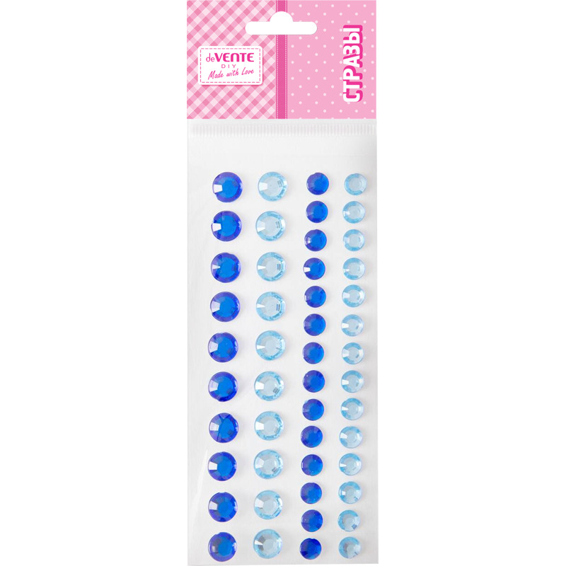 Наклейки стразы акриловые devente "diy two tone rhinestones" синие/голубые 48шт.