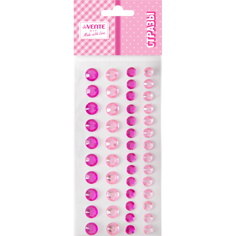 Наклейки стразы акриловые devente "diy two tone rhinestones" розовые 48шт.