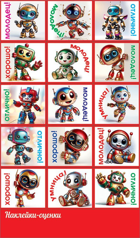 Наклейки оценки "роботы" а6
