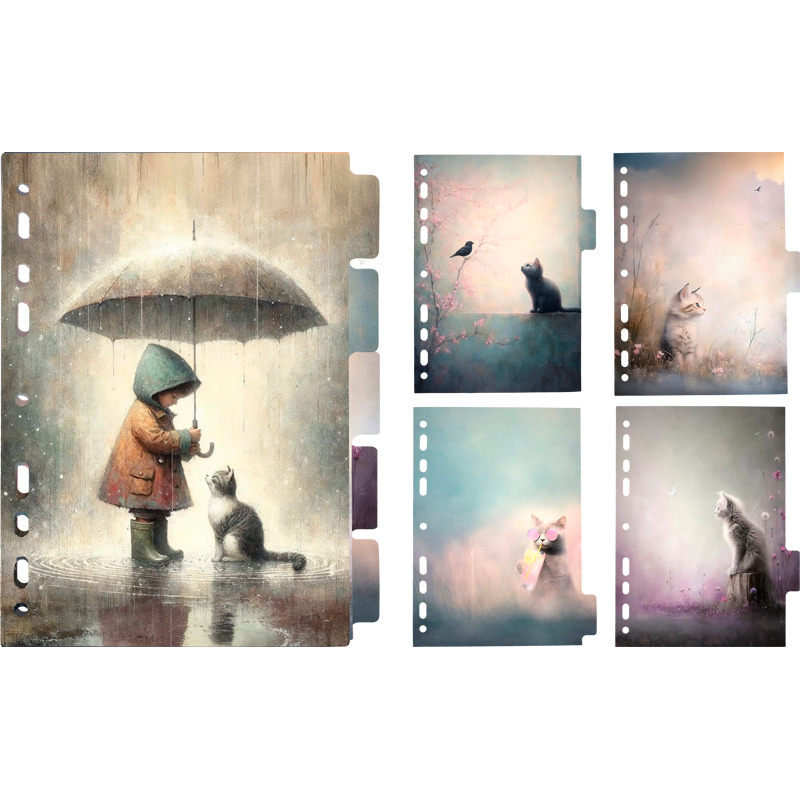 Разделитель 5-цветный а5 пластиковый devente "cat story" 5 листов