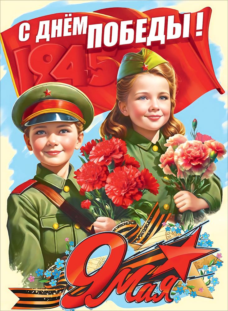 Плакат "с днём победы! 9 мая" а2
