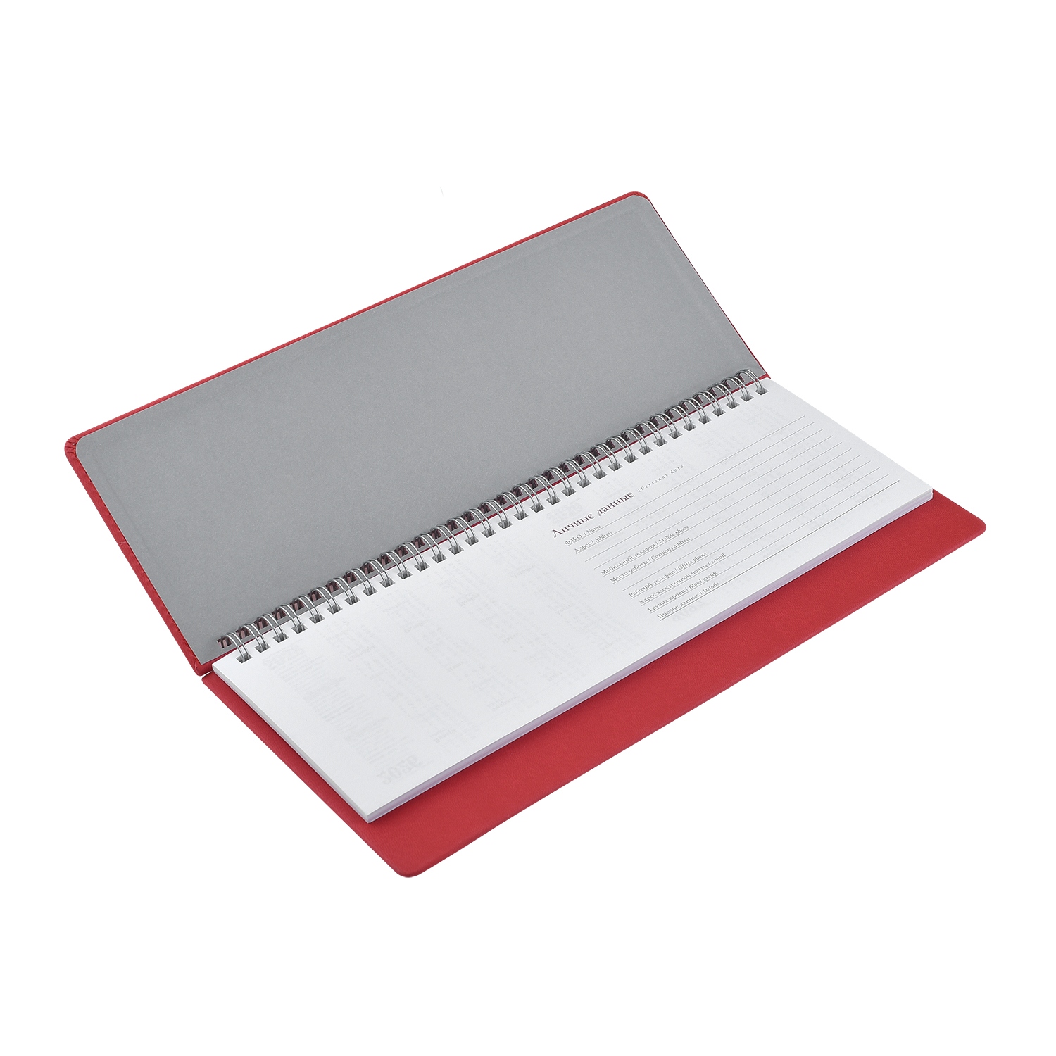 Еженедельник 2027 гребень 305х130мм альт "velvet" красный кож.зам.