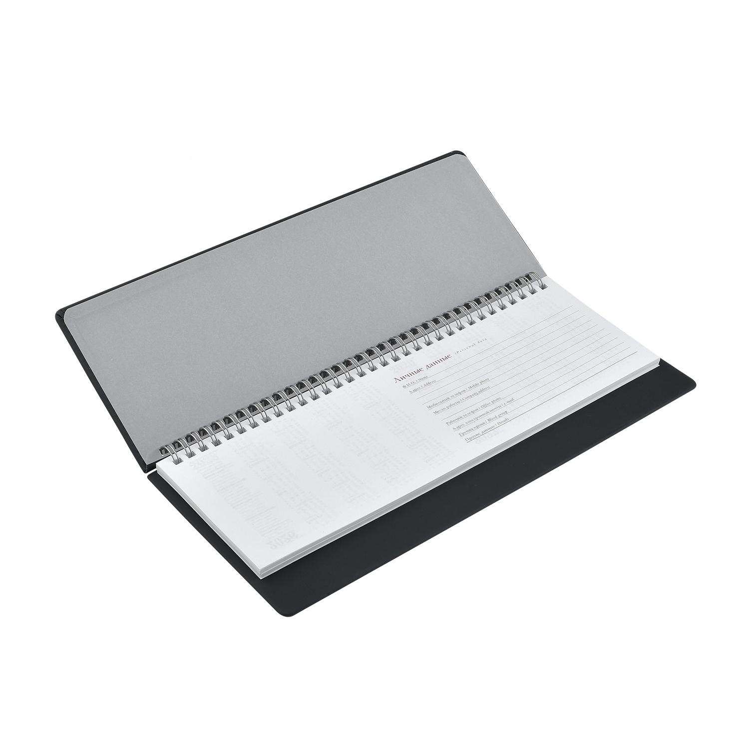 Еженедельник 2027 гребень 305х130мм альт "velvet" чёрный кож.зам.