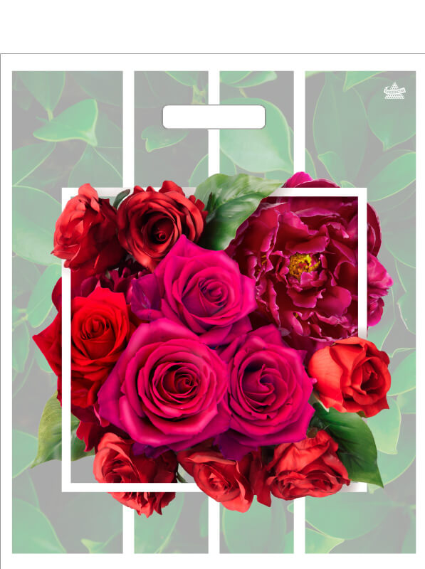 Пакет универсальный 45х38см "розарий" проруб.ручка 60мкм