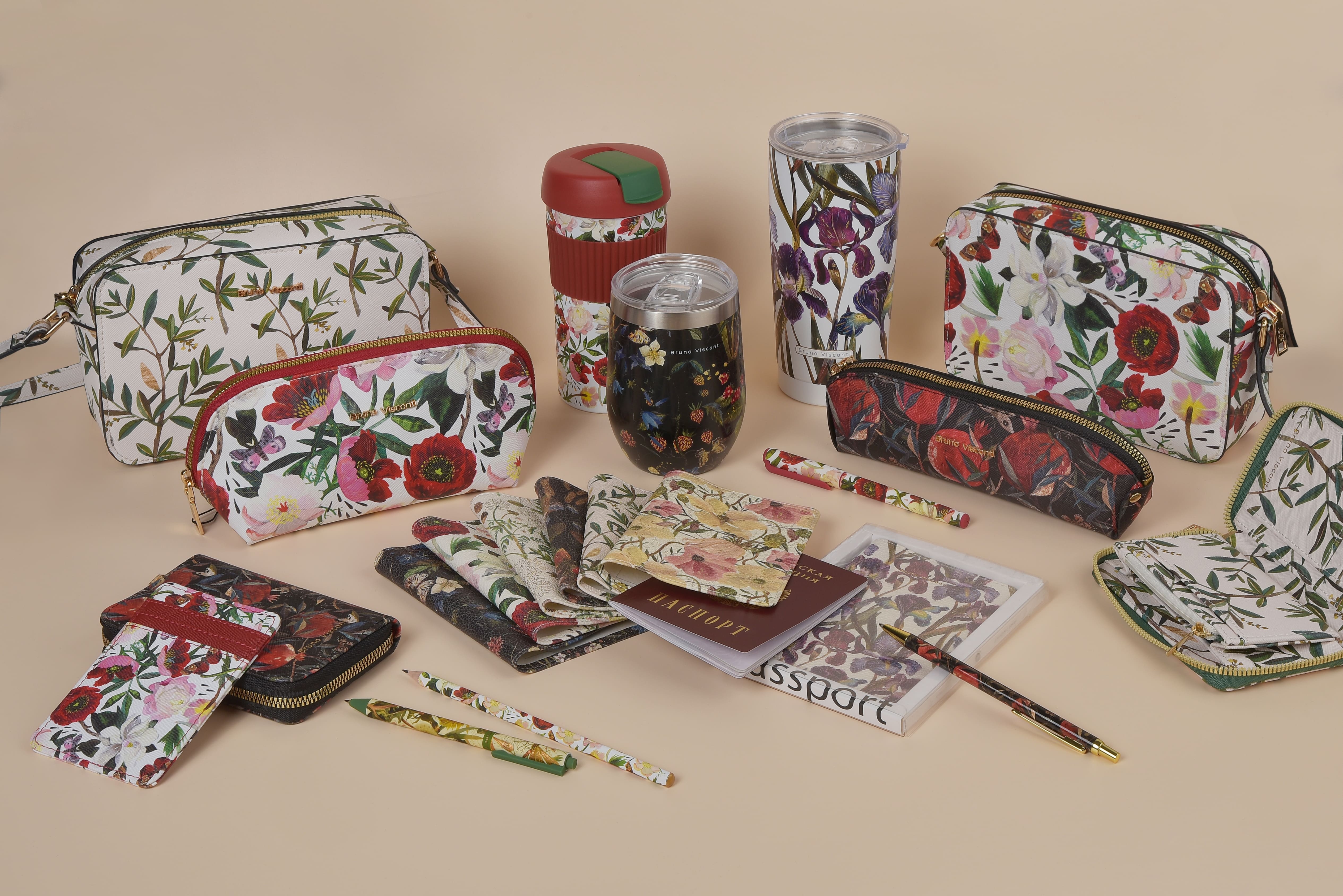 Косметичка bruno visconti "flora. пионы" 225х80х100мм кож.зам.