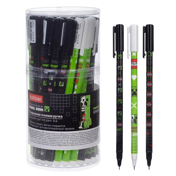 ручка гел. пиши-стирай hatber "пиксель бум" 0,6мм синяя игол.наконеч.,асс-т Ручка гел. пиши-стирай hatber "пиксель бум" 0,6мм синяя игол.наконеч.,асс-т
