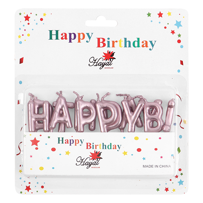Набор свечей для торта 13шт. "happy birthday" розовое золото