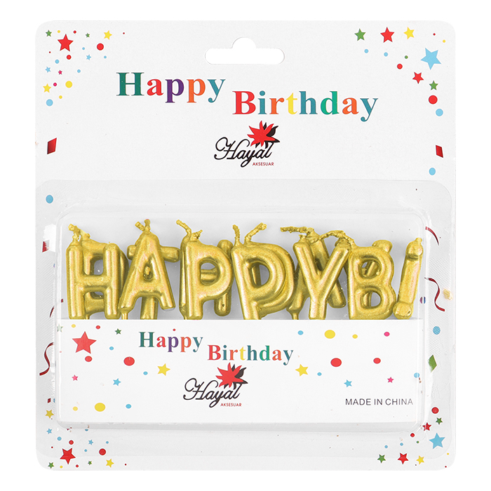 Набор свечей для торта 13шт. "happy birthday" золото