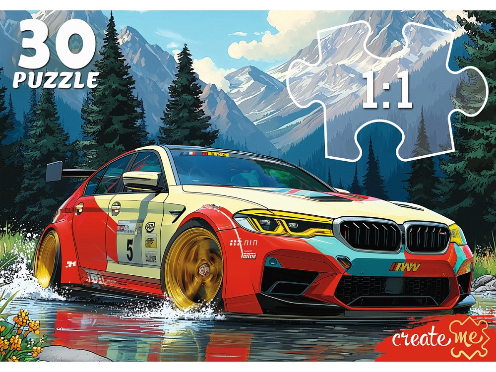 Пазлы 30 дет. "крутая машина" (рыжий кот)