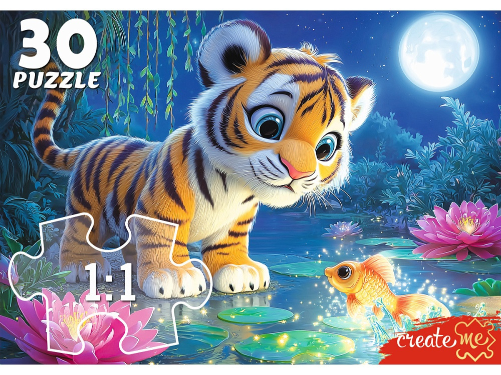 Пазлы 30 дет. "ночной тигрёнок" (рыжий кот)