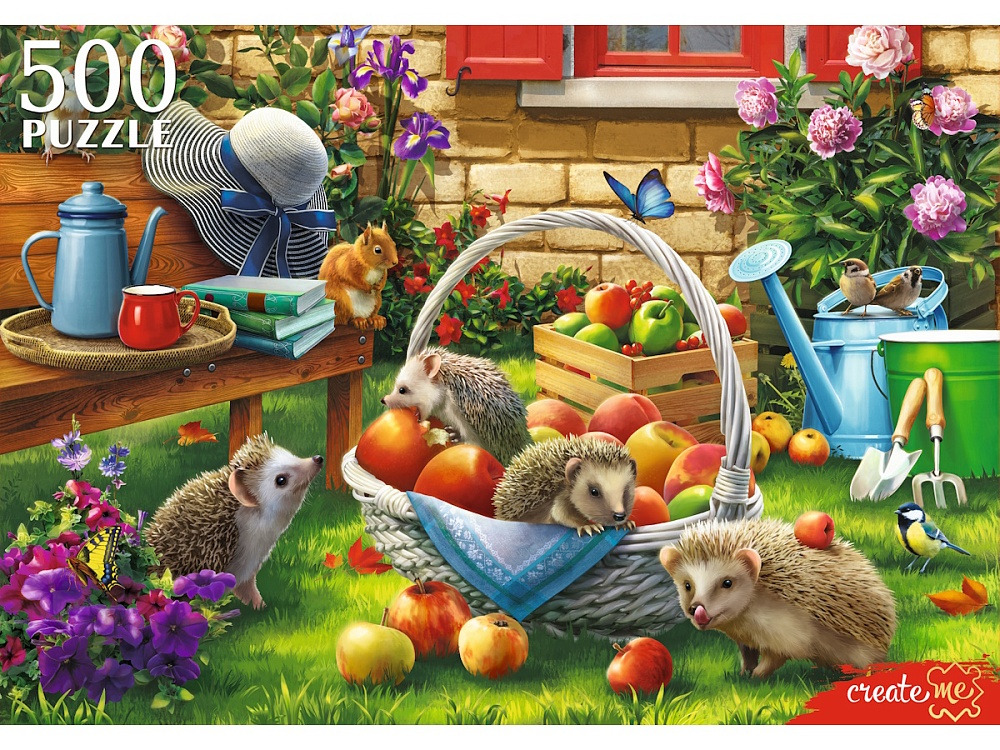 Пазлы 500 дет. "семья ежей" (рыжий кот)