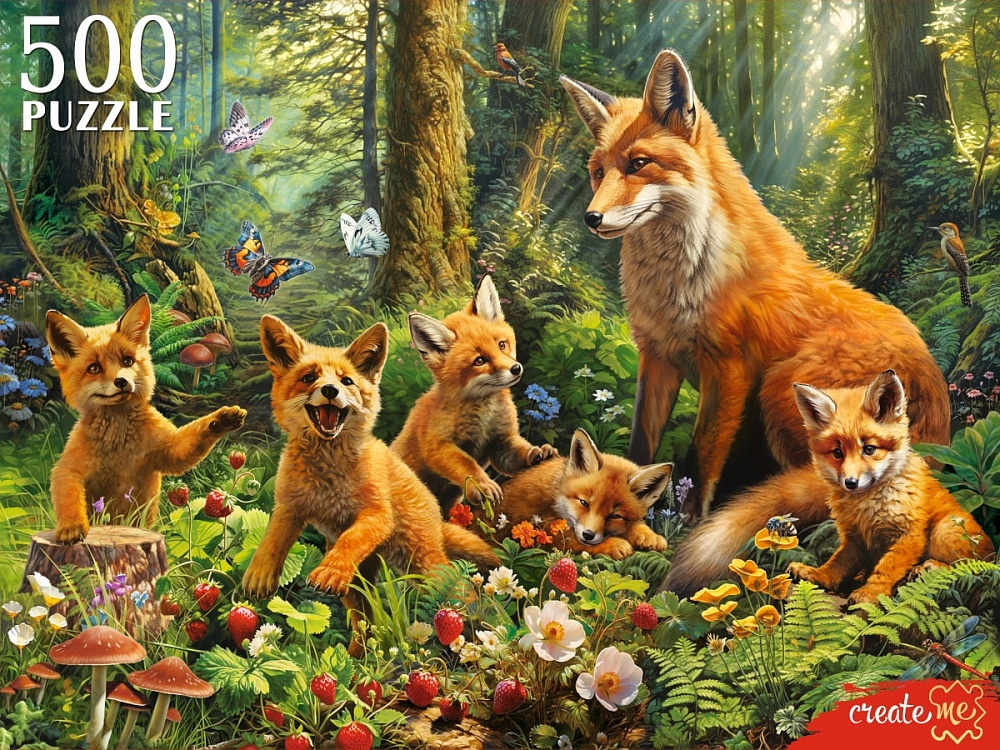 пазлы 500 дет. "семья лис в лесу" (рыжий кот) Пазлы 500 дет. "семья лис в лесу" (рыжий кот)
