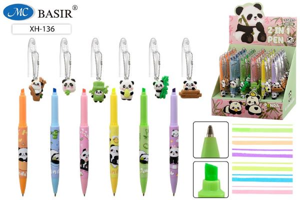 ручка шар. авт. 2в1 "панда" синяя+маркер текстовый с брелоком асс-т Ручка шар. авт. 2в1 "панда" синяя+маркер текстовый с брелоком асс-т