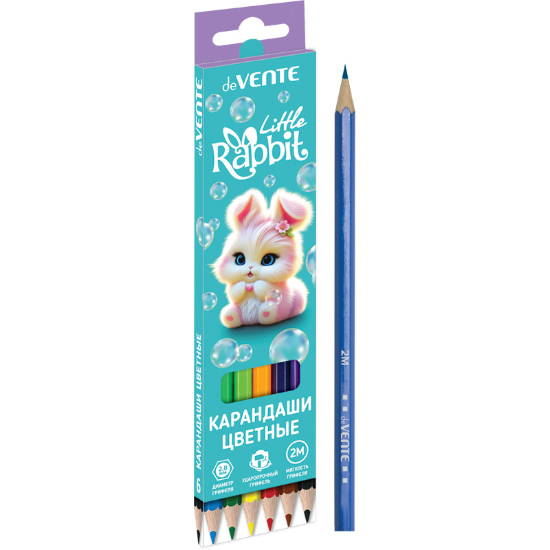 карандаши цветные devente "little rabbit" 6цв. шестигран. Карандаши цветные devente "little rabbit" 6цв. шестигран.