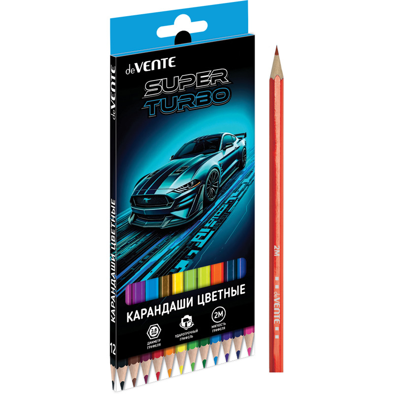карандаши цветные devente "super turbo" 12цв. шестигран. Карандаши цветные devente "super turbo" 12цв. шестигран.