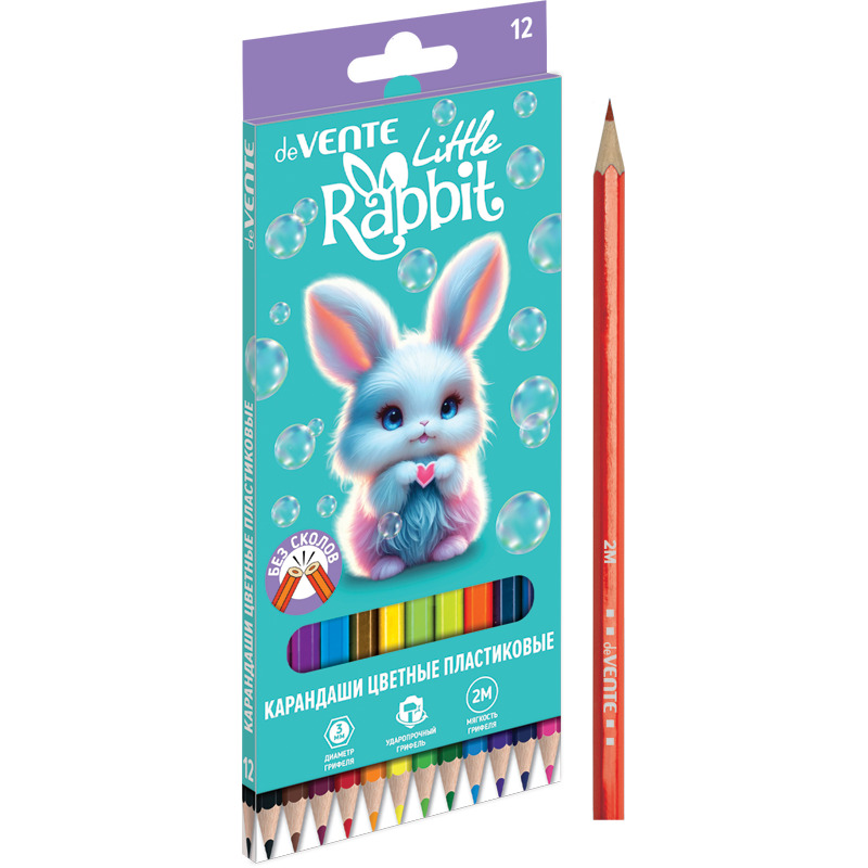карандаши цветные devente "little rabbit" 12цв. пластик шестигран. Карандаши цветные devente "little rabbit" 12цв. пластик шестигран.