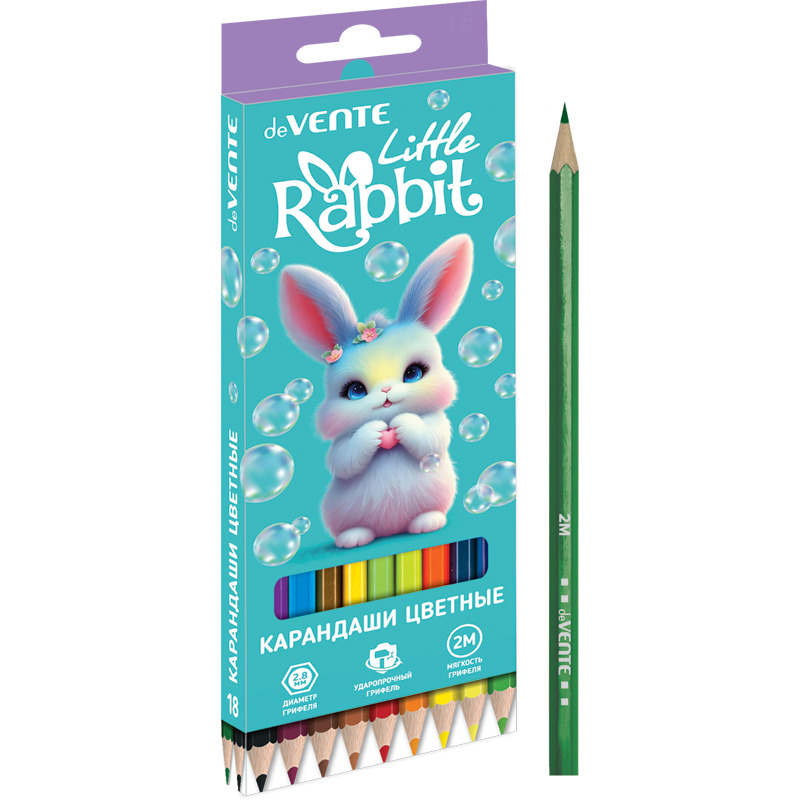 карандаши цветные devente "little rabbit" 18цв. шестигран. Карандаши цветные devente "little rabbit" 18цв. шестигран.