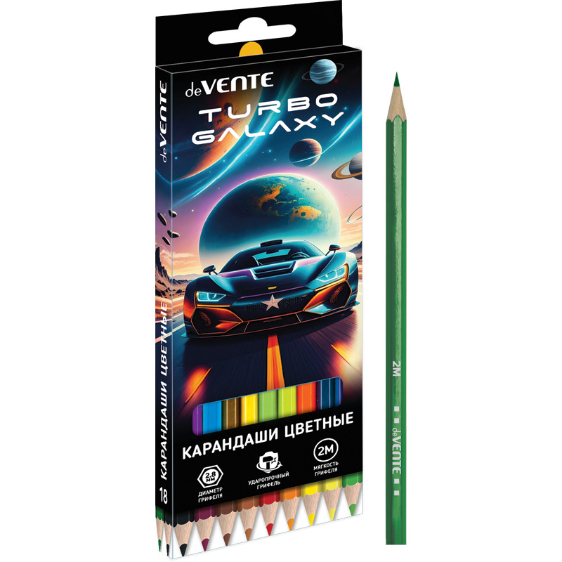 Карандаши цветные devente "turbo galaxy" 18цв. шестигран.