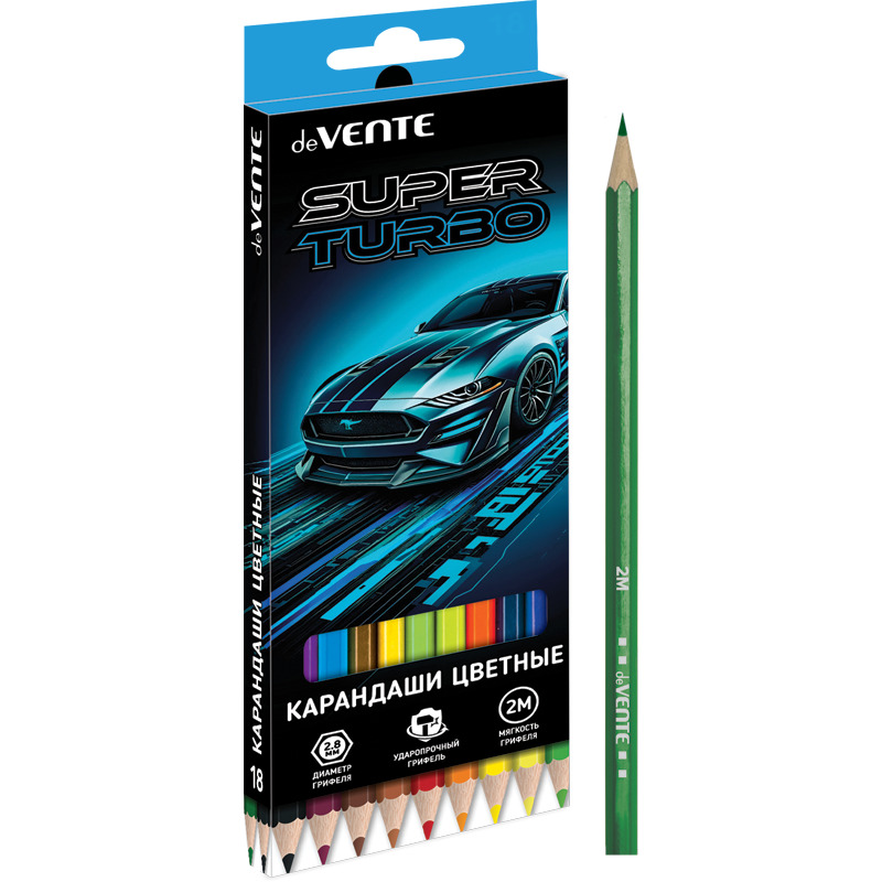 карандаши цветные devente "super turbo" 18цв. шестигран. Карандаши цветные devente "super turbo" 18цв. шестигран.