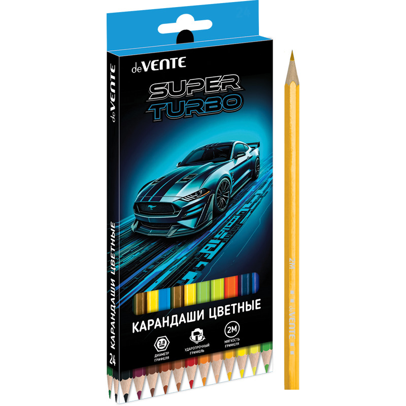 карандаши цветные devente "super turbo" 24цв. шестигран. Карандаши цветные devente "super turbo" 24цв. шестигран.