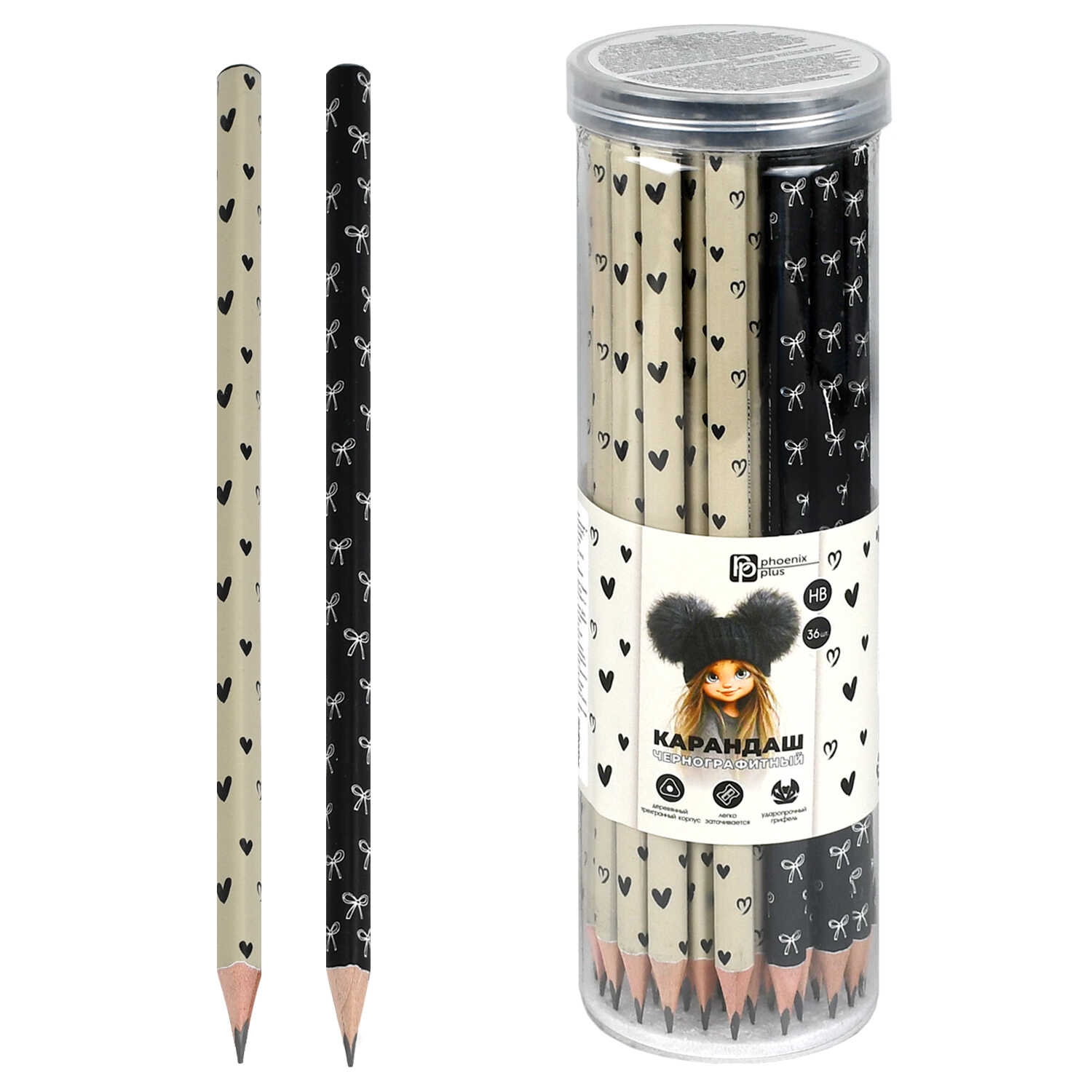 карандаш чернограф. феникс+ "кокеткор" hb деревян. трёхгран. асс-т Карандаш чернограф. феникс+ "кокеткор" hb деревян. трёхгран. асс-т