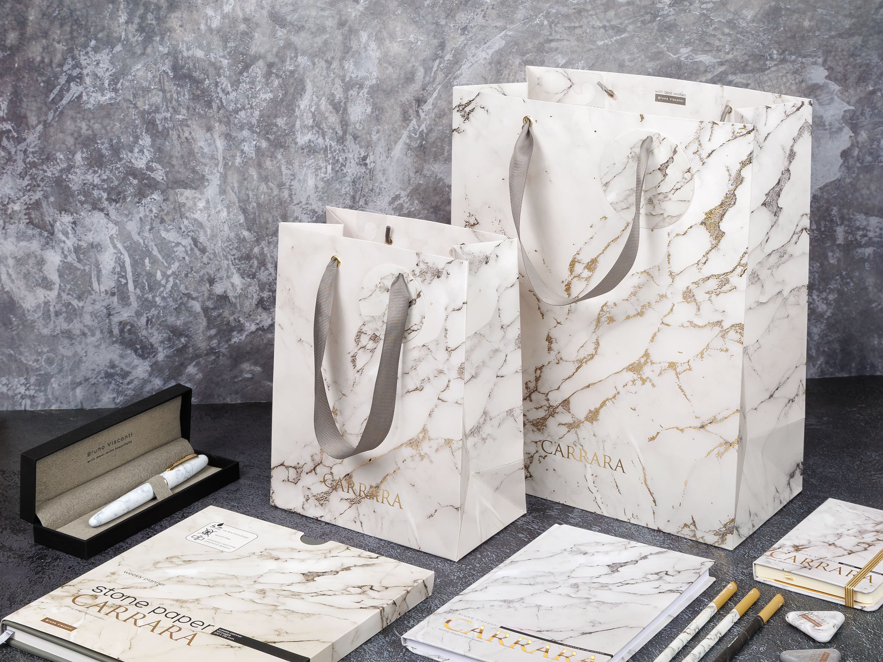 Пакет подарочный "carrara. white" (18х23х10см)