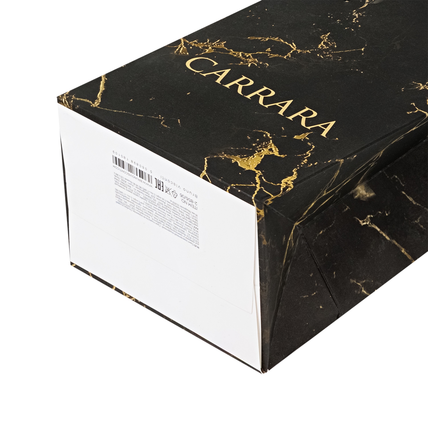 Пакет подарочный под бутылку "carrara. black" (12х36х9см)