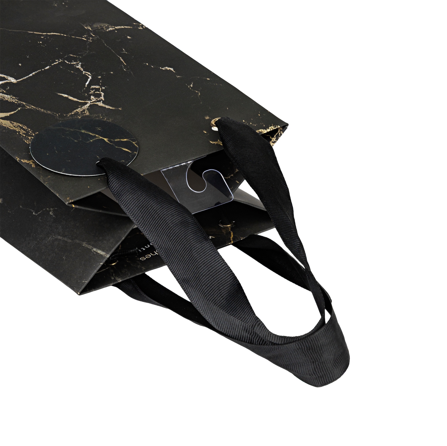 Пакет подарочный под бутылку "carrara. black" (12х36х9см)