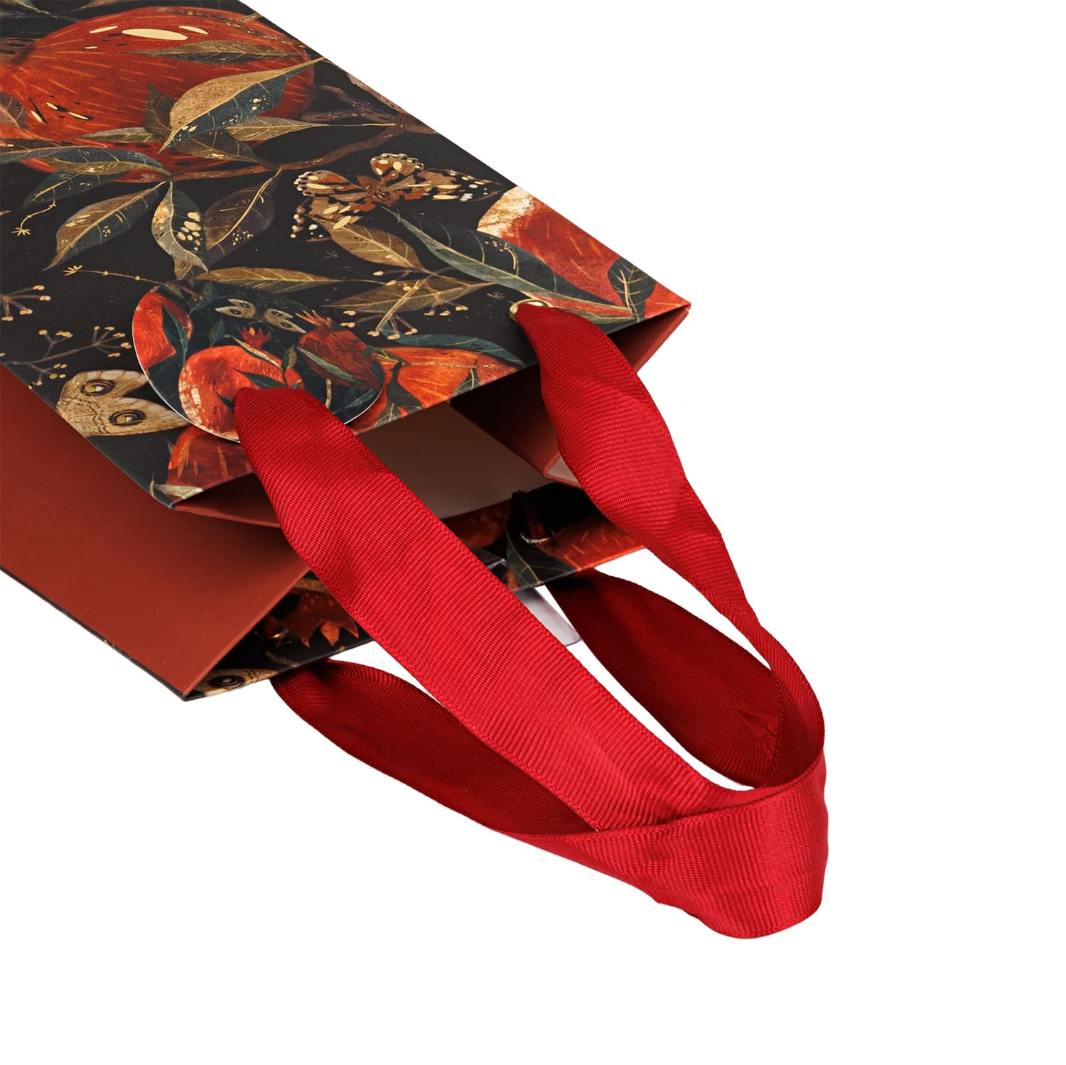 Пакет подарочный под бутылку "flora. гранат" (12х36х9см)