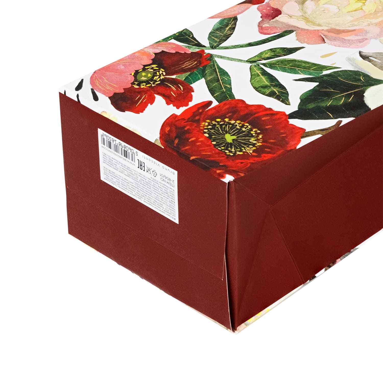 Пакет подарочный под бутылку "flora. пионы" (12х36х9см)