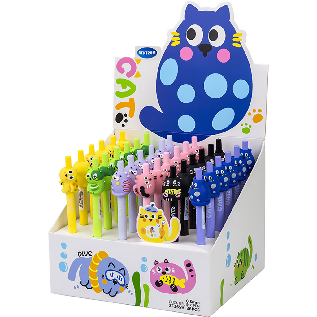 ручка гел.авт. "коты" синяя 0,5мм асс-т Ручка гел.авт. "коты" синяя 0,5мм асс-т