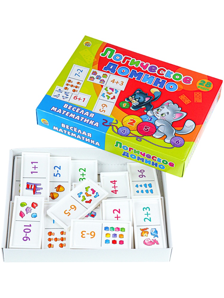 Игра домино логическое "весёлая математика" (рыжий кот) 3+