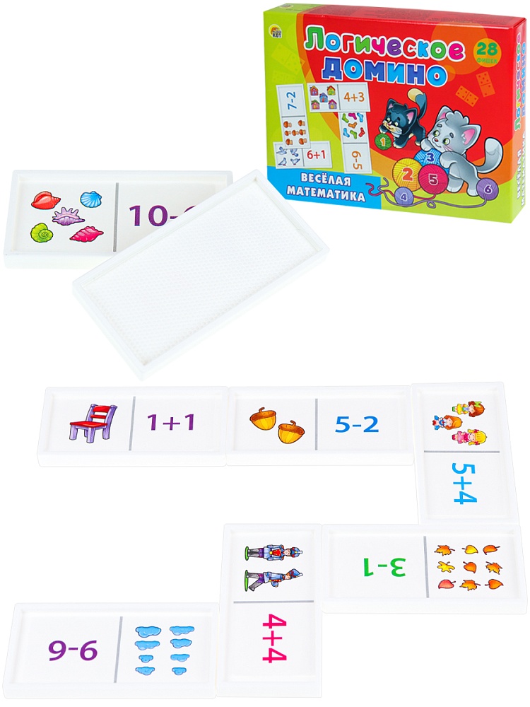 Игра домино логическое "весёлая математика" (рыжий кот) 3+