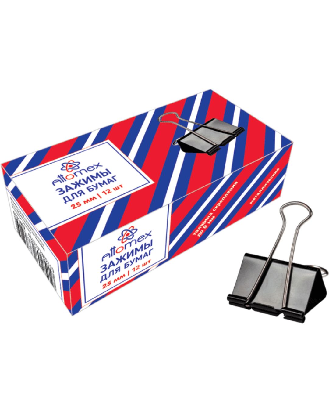 Зажим для бумаг чёрный 25 мм (12шт) attomex