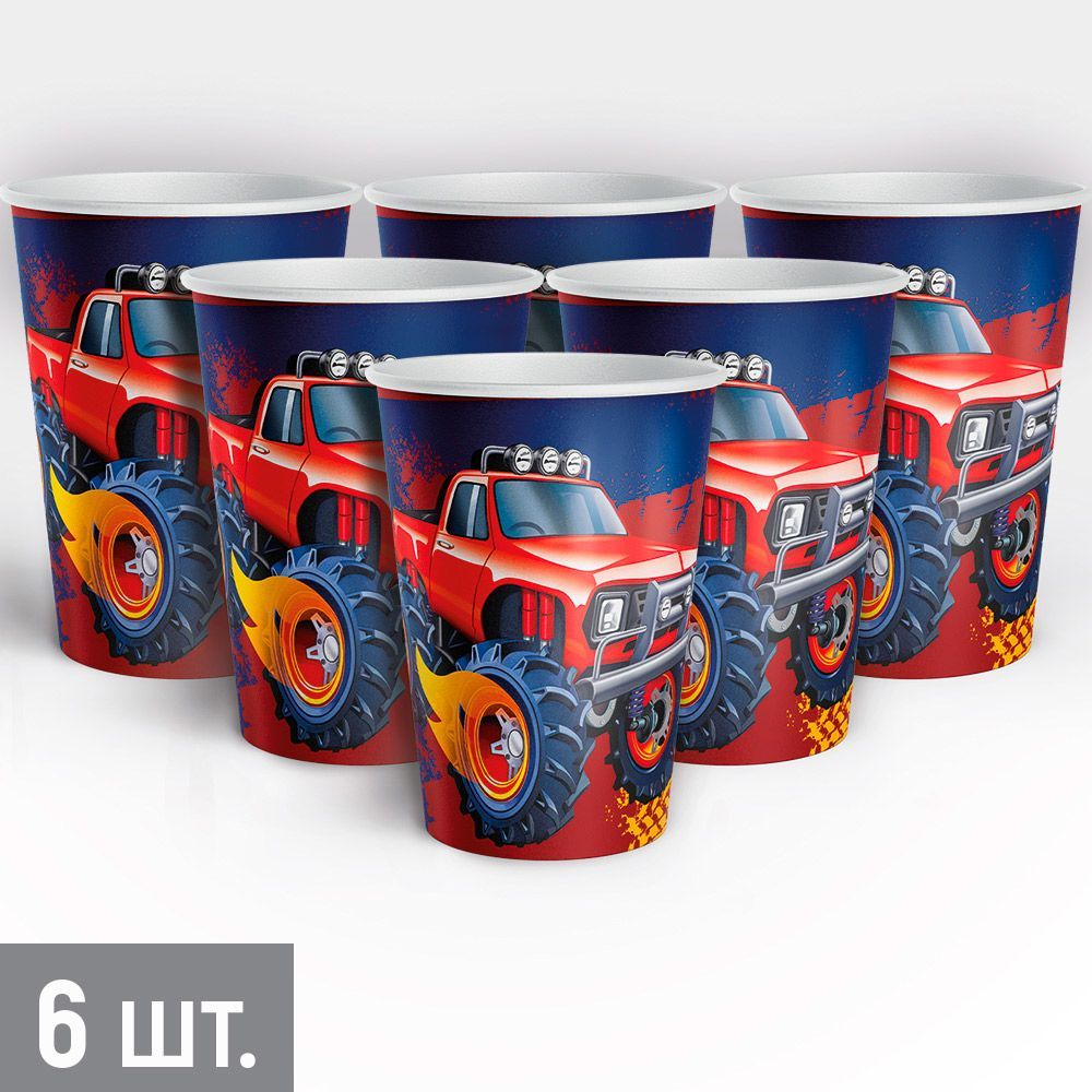 стакан бумажный "большие гонки" набор 6шт Стакан бумажный "большие гонки" набор 6шт