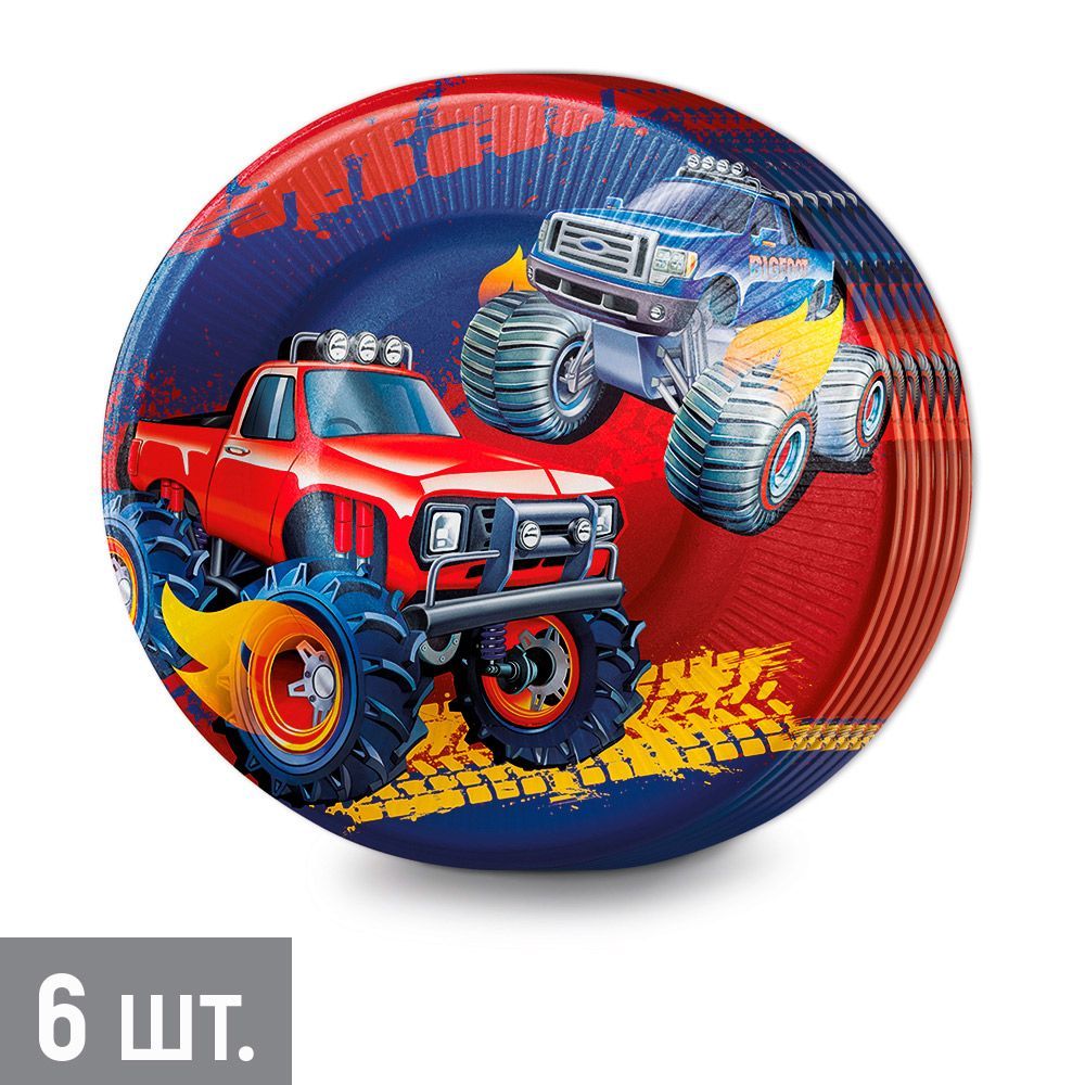 Тарелка бумажн. "большие гонки" набор 6шт 18см