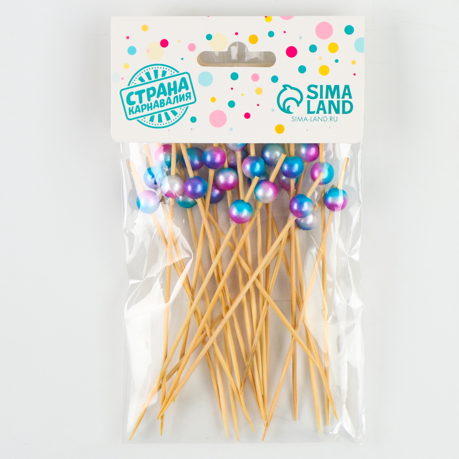 Шпажки для канапе "жемчужина" бамбук 12см набор 24шт.