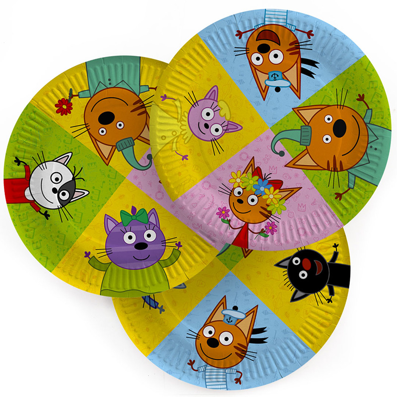 Тарелка бумажн. "три кота. играем вместе" набор 6шт 18см